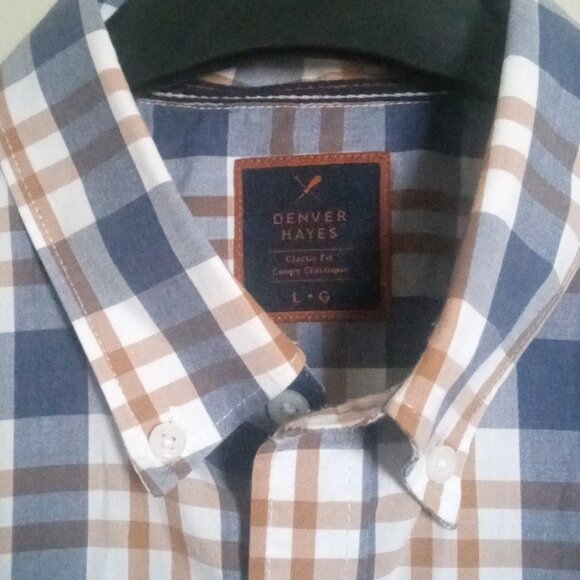 Vintage 90s Denver Hayes Men Large L Long Sleeve Button Down Plaid Checker Shirt - Picture 3 of 6